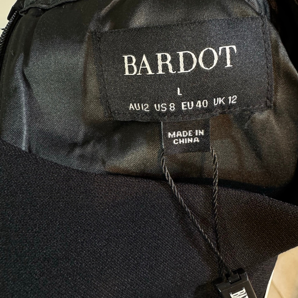 BARDOT Revolve Zephyra Collar Mini Dress Black Size 8 - Picture 8 of 9